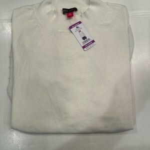 Vince Camuto Antique White high crew neck Sweater XXL detailed long sleeves